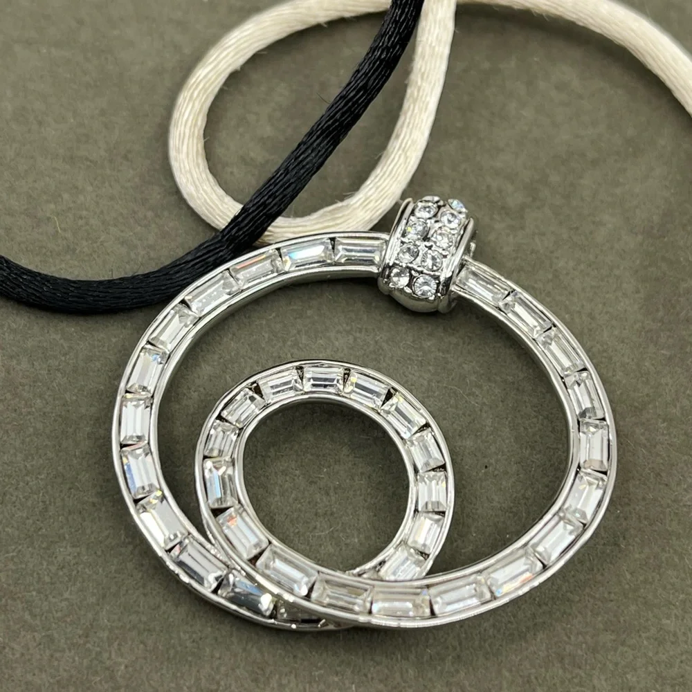 Nolan Miller Pave Circle Pendant Necklace Set – 16", 4 Cords, Box & Certificate - Picture 6 of 12
